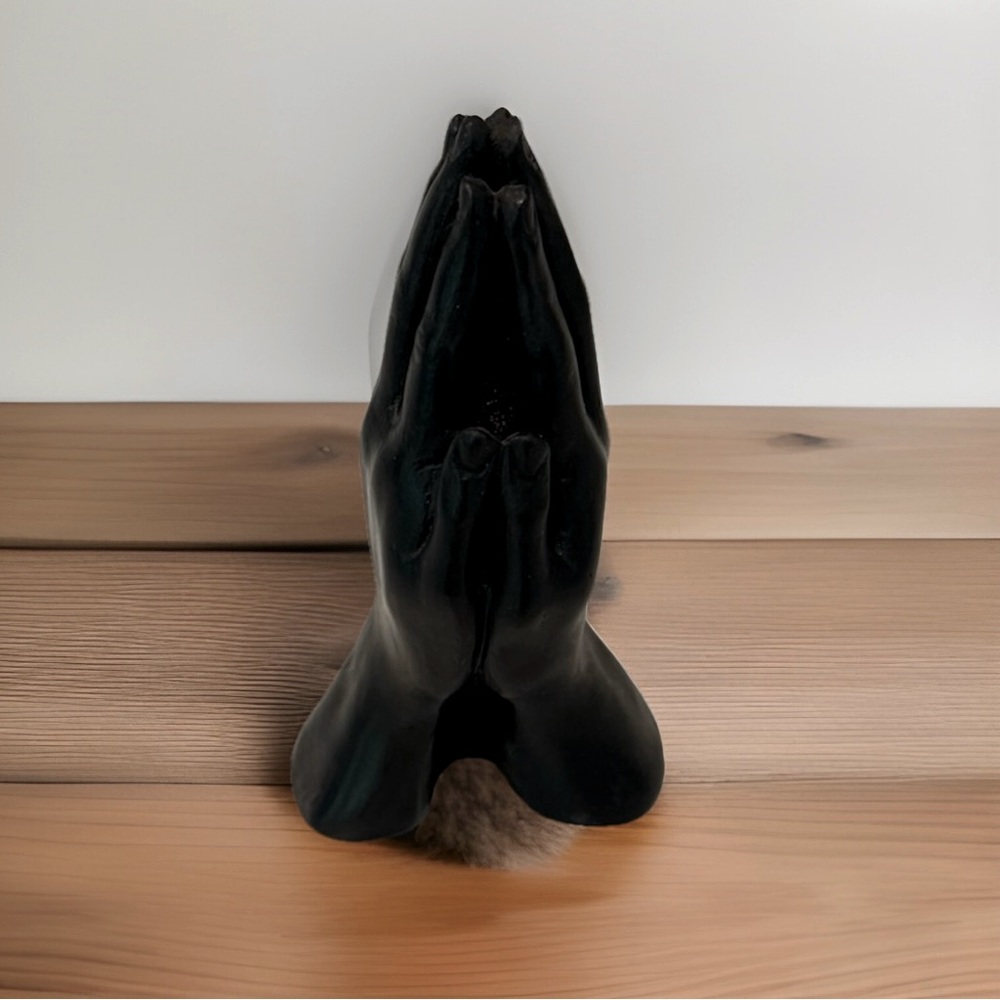 Incense Holder Black Resin Praying Clapping Hands New With Tag